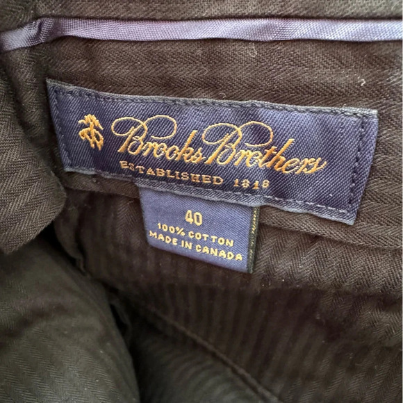 Brooks Brothers Men’s Corduroy Cotton Dark Brown Pants Festive Size 40 NWT - Picture 7 of 8